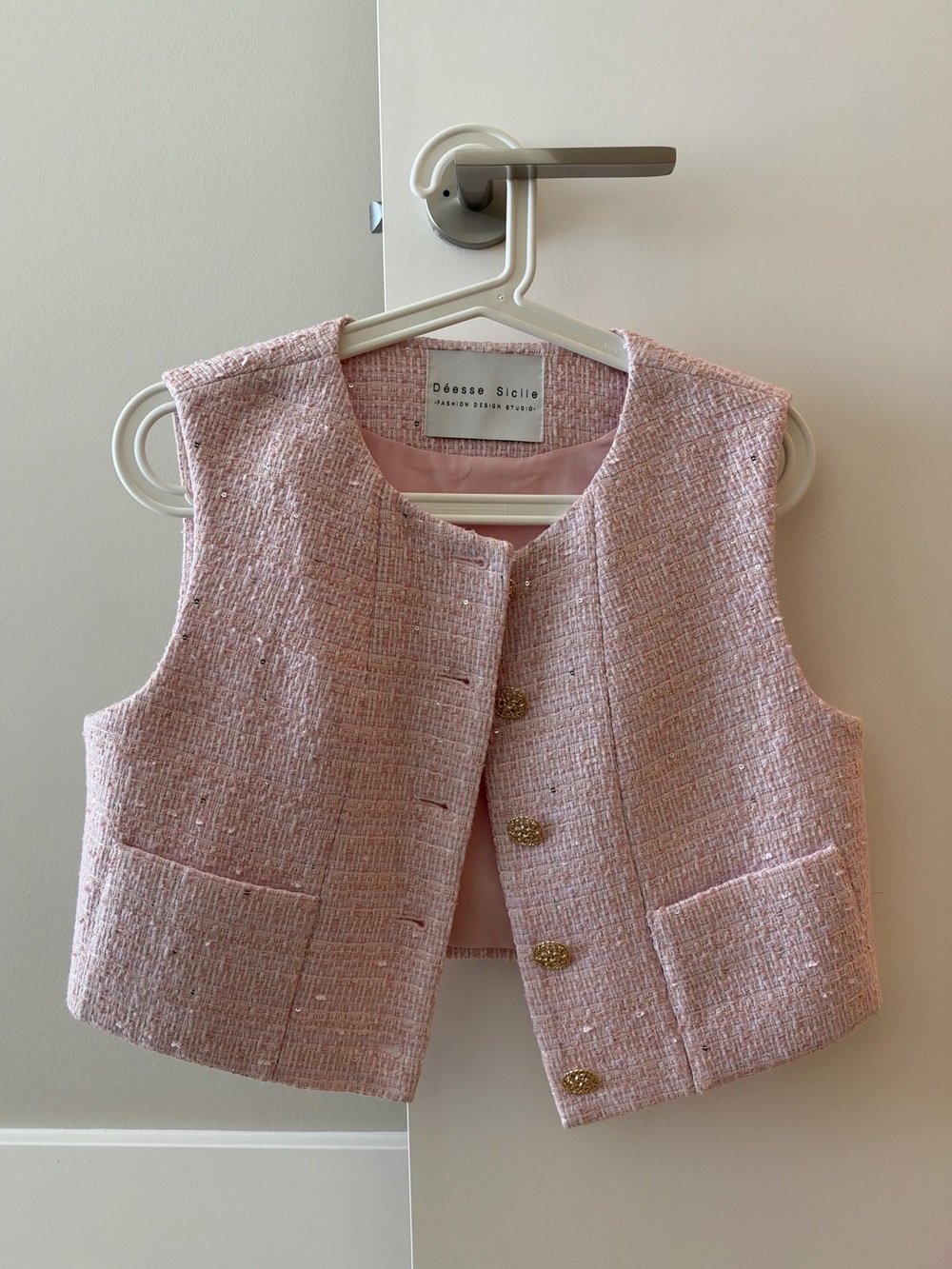 Pink Tweed Vest